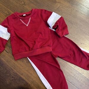 Boutique Baby Boy Toddler Maroon and White Casual Outfit